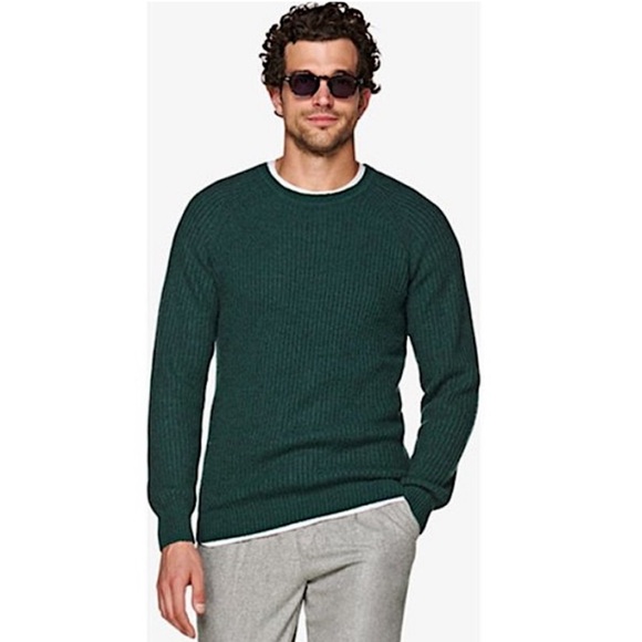 Suitsupply Brushed Wool Alpaca Blend Ribbed Knit Crew Sweater Sz S - Picture 1 of 6